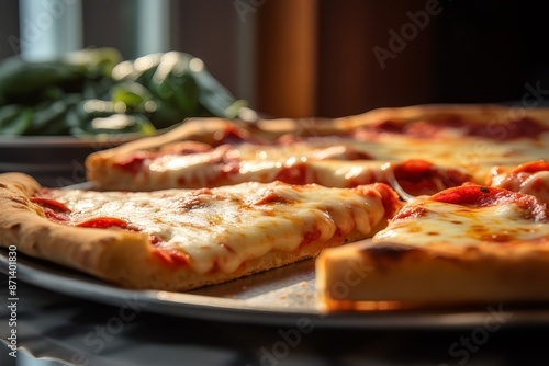 Wallpaper Mural Slices of pizza with mozzarella and tomatoes on a plate Torontodigital.ca