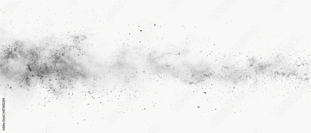 Fototapeta premium Pencil sketch style, panoramic close-up, high detail scan of scattered dust, on white background, Generative AI