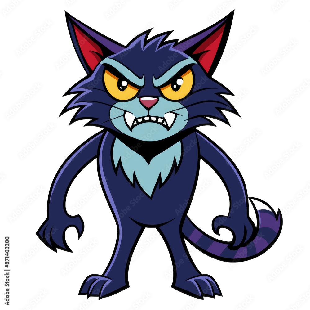 Smiling black cartoon cat Smiling black cartoon cat