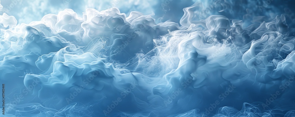 Abstract white and blue liquid smoke forming in a cloudy atmosphere Abstract white and blue liquid smoke forming in a cloudy atmosphere