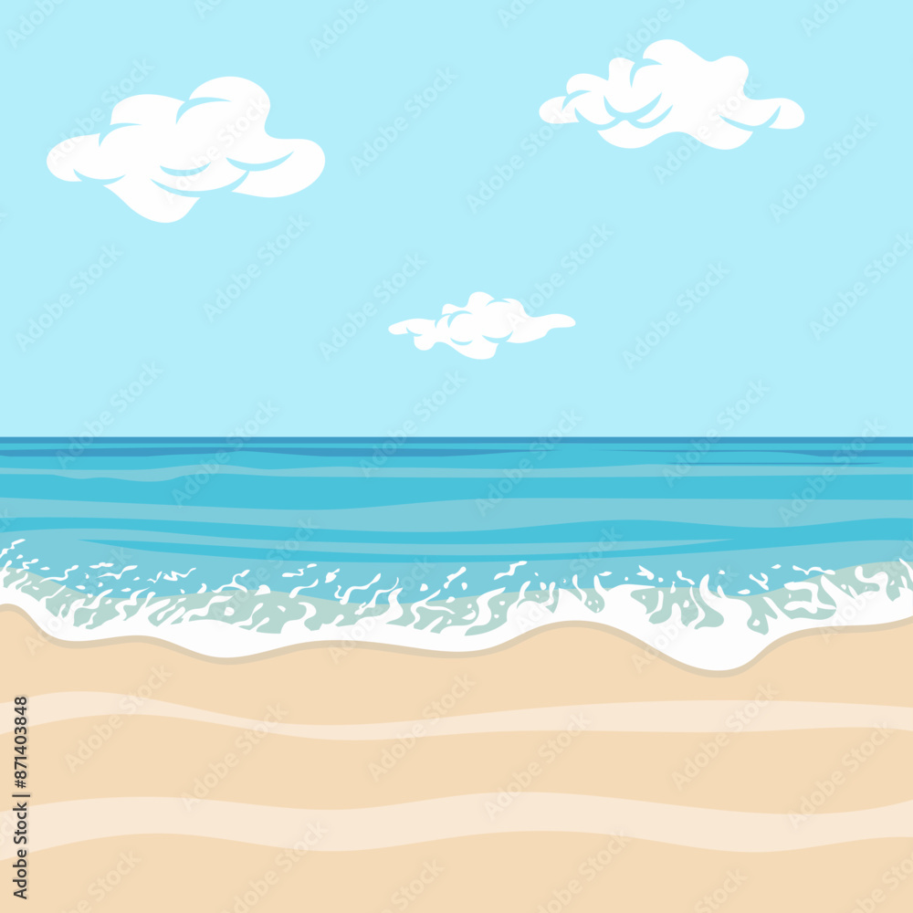 Summer Beach Landscape Sandy Tropical Beach Vector Background Illustration Summer Beach Landscape Sandy Tropical Beach Vector Background Illustration
