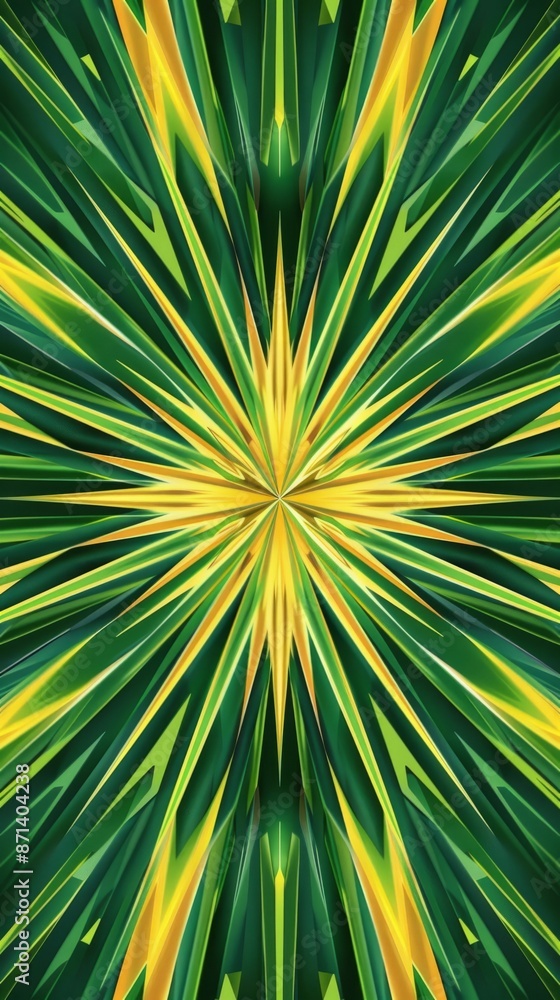 Obraz premium Abstract Green And Yellow Starburst Pattern Wallpaper