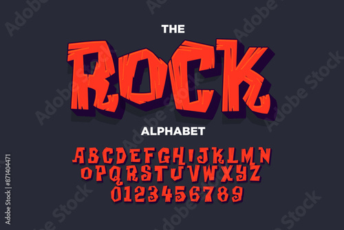 Modern playful alphabet letter and number set.  funky font or typography. Vector bold font for poster, flyer, book cover, greeting card, product packaging, graphic print, etc.