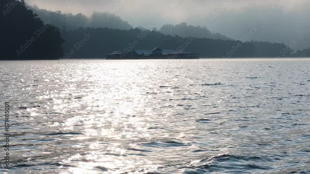Serene River with Misty Mountains Serene River with Misty Mountains