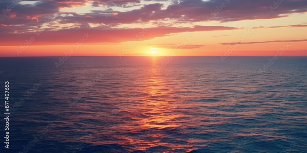 Stunning Sunset Over the Ocean, A stunning sunset over the vast ocean, A breathtaking sunset over the vast ocean