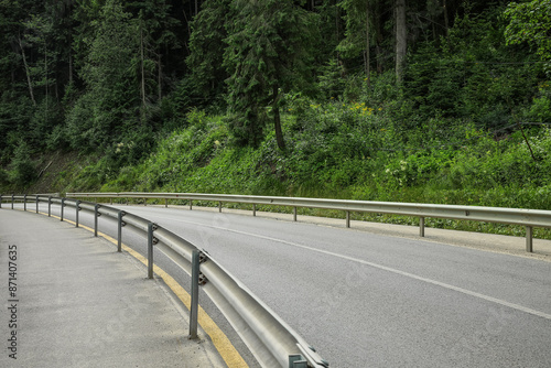 Asphalt road in forest on s...