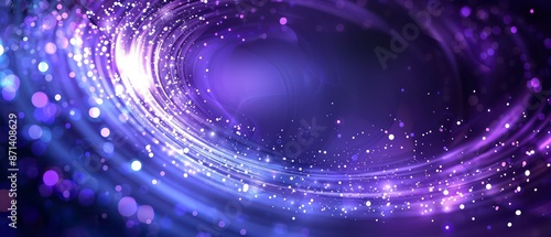 whirlpool banner background with a modern futuristic circled light waves in blue and purple 