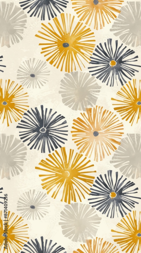 Yellow, Gray, and Black Floral Pattern Wallpaper Yellow, Gray, and Black Floral Pattern Wallpaper