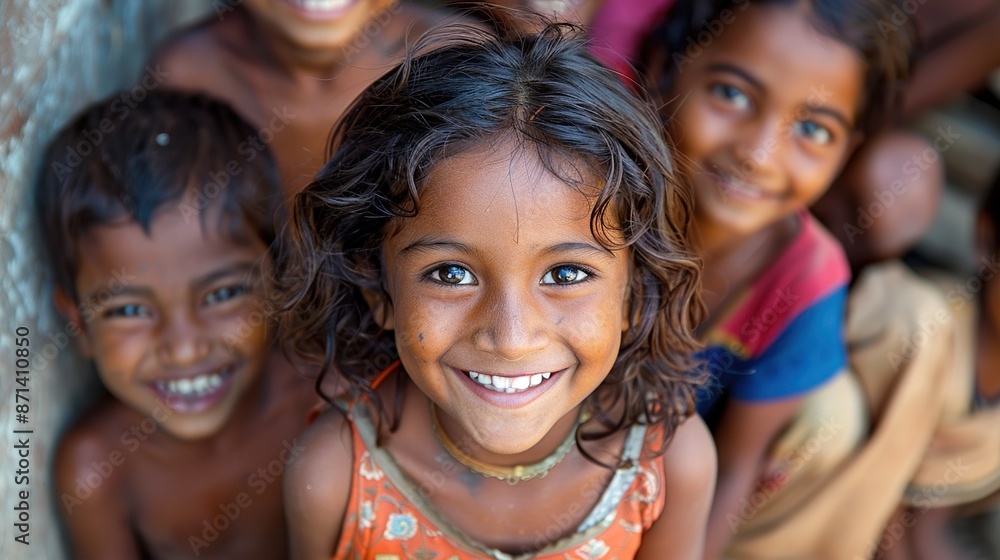 A Group of Children Smiling Together in India A Group of Children Smiling Together in India