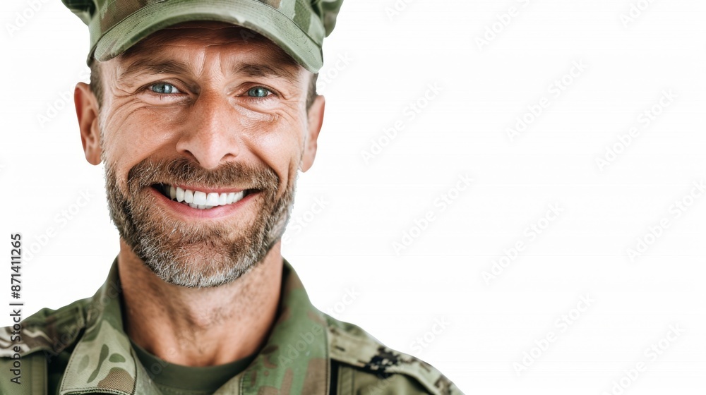 Man in military uniform with a smile on a white background. serviceman with a beaming smile. Man in military uniform with a smile on a white background. serviceman with a beaming smile.