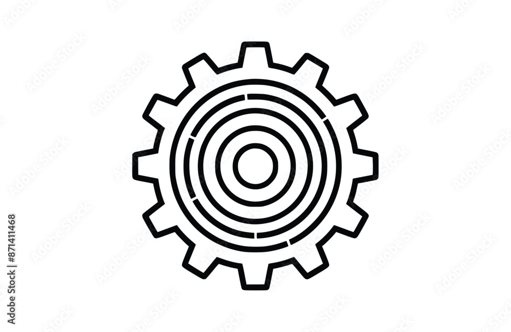 Gear black icon, isolated on white background. Vector illustration. Gear black icon, isolated on white background. Vector illustration.