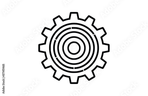 Gear black icon, isolated on white background. Vector illustration.