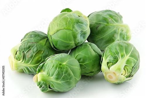 Bunch of Brussels sprouts on white isolated background. Generative AI