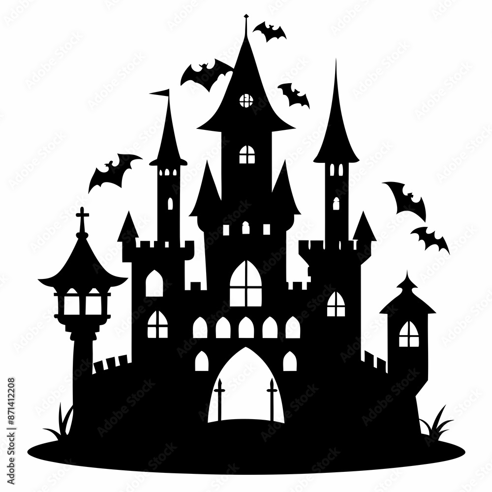 halloween castle with bats vector halloween castle with bats vector