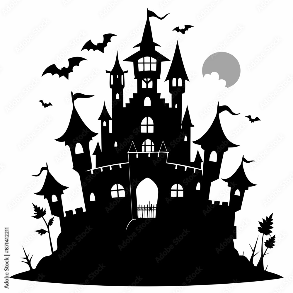 halloween castle with bats vector halloween castle with bats vector