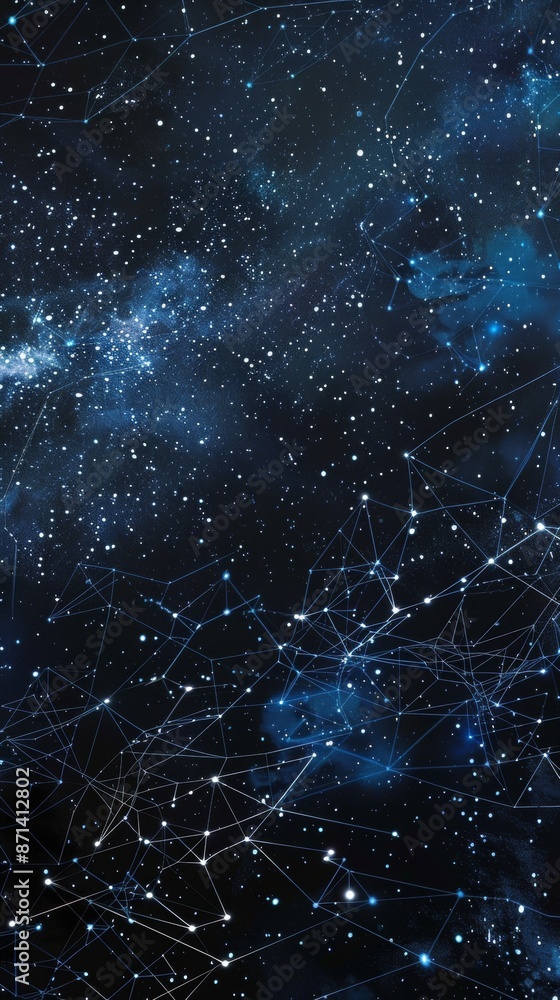 Network connections visualized as a constellation of stars, symbolizing the vast reach of the cloud Network connections visualized as a constellation of stars, symbolizing the vast reach of the cloud
