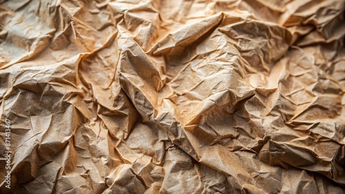 Close-up of a crumpled paper with intricate folds and wrinkles, highlighting beauty in imperfections, crumpled paper