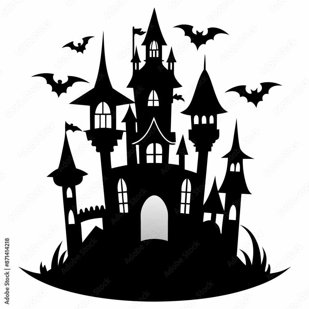halloween castle with bats vector halloween castle with bats vector