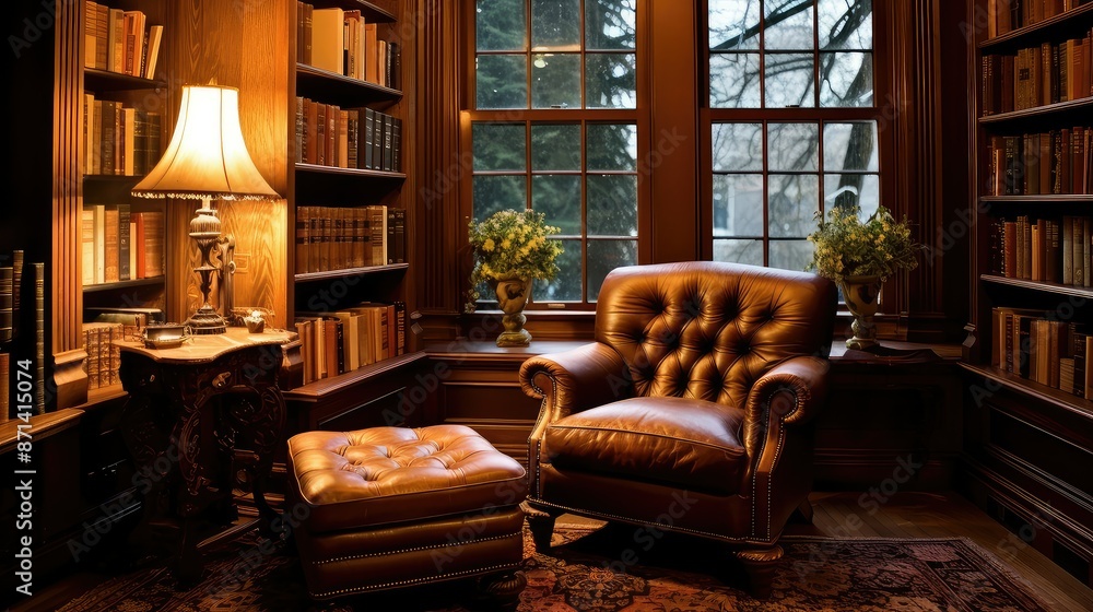 Fototapeta premium library victorian house interior