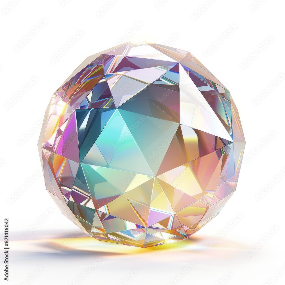 3D Render, Low Poly style of a mystical crystal orb, on isolated white background, Generative AI 3D Render, Low Poly style of a mystical crystal orb, on isolated white background, Generative AI