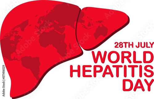 Red Themed World Hepatitis Day 28 July vector