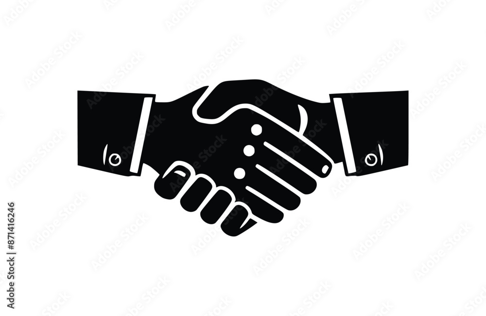 Handshake black icon, isolated on white background. Vector illustration. Handshake black icon, isolated on white background. Vector illustration.