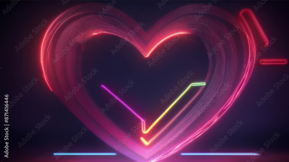 The portal of the diverging neon rays forming a heart ,generative ai The portal of the diverging neon rays forming a heart ,generative ai