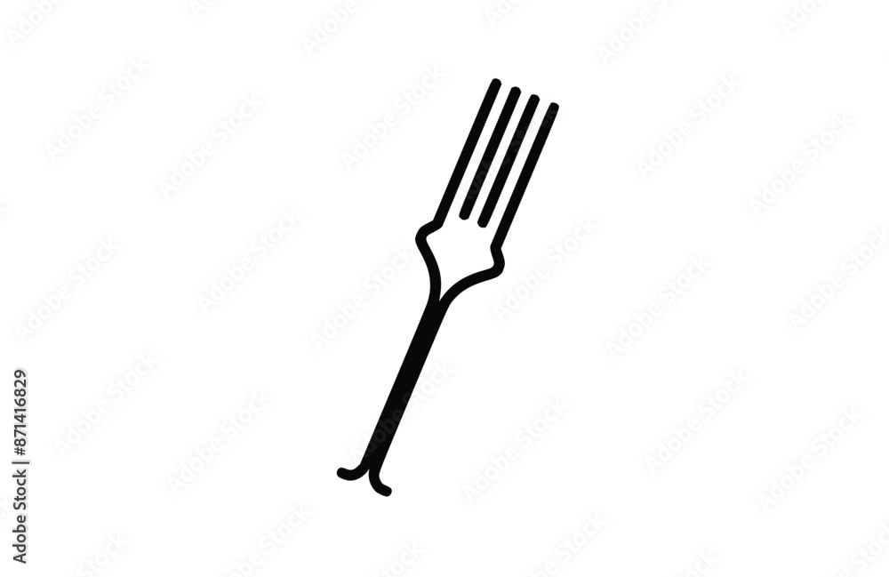 Fototapeta premium Hay fork black icon, isolated on white background. Vector illustration.