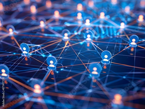 Digital profile icon connected to each other