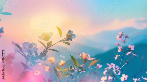 Wallpaper Mural Dreamy sunrise over a serene meadow with soft light and blooming flowers, creating a peaceful and vibrant nature scene. Torontodigital.ca