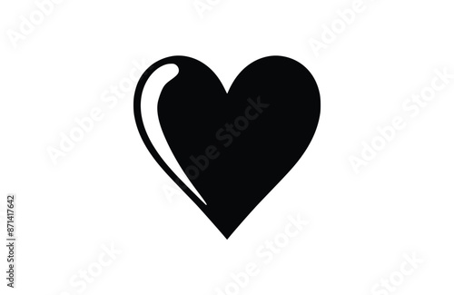 Heart black icon, isolated on white background. Vector illustration.