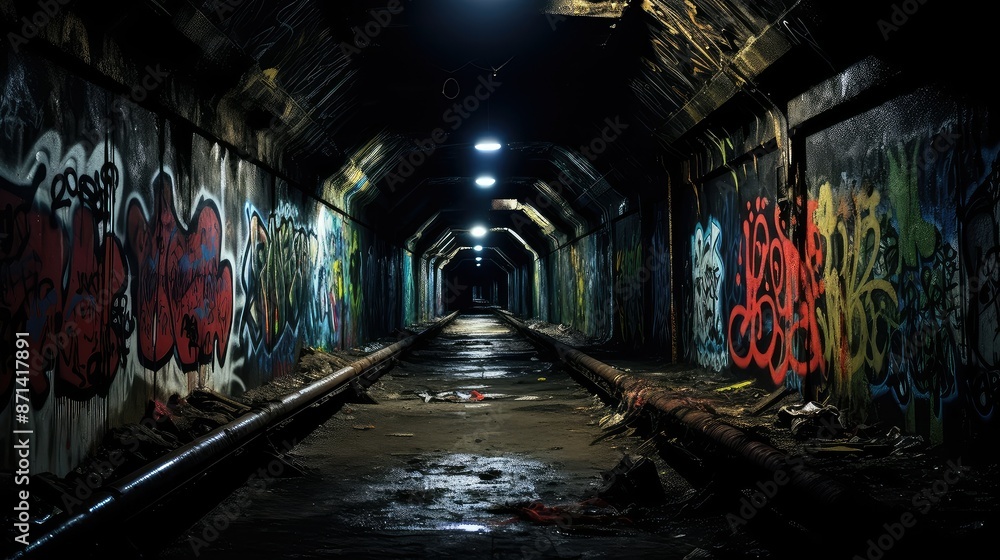 Fototapeta premium graffiti dark tunnel