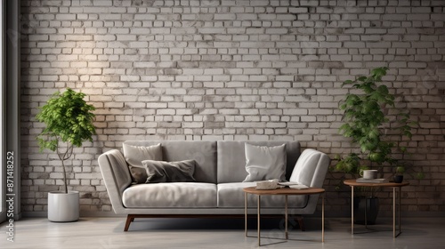 contemporary blurred modern brick interior © vectorwin