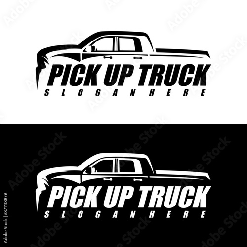pick up truck logo design vector art