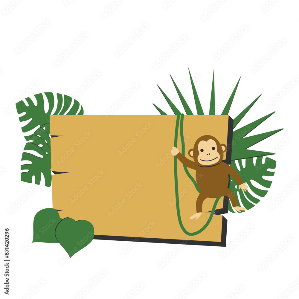 Wooden Plank with Monkey Wooden Plank with Monkey