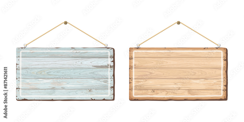 Blank hanging signboard rectangle isolated made from cut timber panels graphic illustration. Information sign template for cafe, restaurant, bar or retail store. Blank hanging signboard rectangle isolated made from cut timber panels graphic illustration. Information sign template for cafe, restaurant, bar or retail store.
