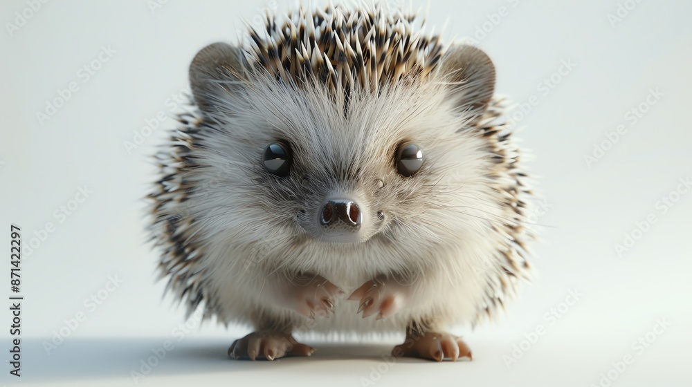 Adorable close-up of a small hedgehog with spiky fur and curious eyes on a white background. Perfect for animal and pet-themed projects. Adorable close-up of a small hedgehog with spiky fur and curious eyes on a white background. Perfect for animal and pet-themed projects.