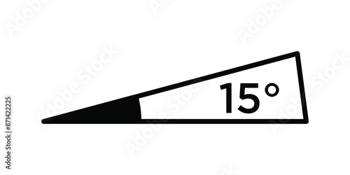 15 degree angle icon in triangle.