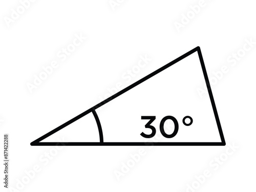 30 degree angle icon in triangle.