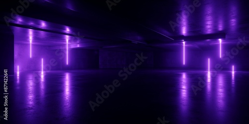 Wallpaper Mural Sci Fi Futuristic Cyber Retro Gaming Showcase Product Garage Grunge Concrete Neon Laser Glowing Violet Vibrant Background Empty Hangar Studio Tunnel Background 3D Rendering Torontodigital.ca