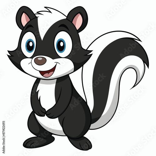 Cute Skunk Cartoon Vector Icon Illustration.