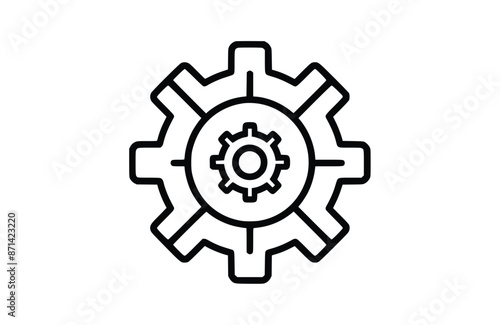 Black gear icon isolated on white background. Beautiful Gear icon.