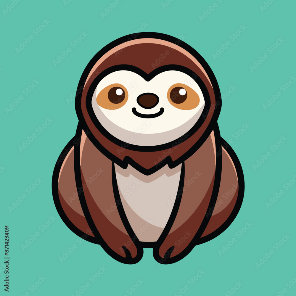 Obraz premium Cute Sloth Cartoon Vector Icon Illustration.