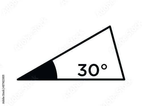 30 degree angle icon in triangle.