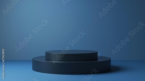 A minimalist geometric podium made of a single solid color, with clean lines and sharp edges