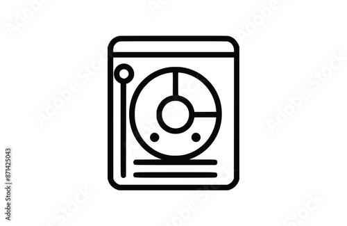 Black hdd icon isolated on white background. Beautiful Hdd icon.