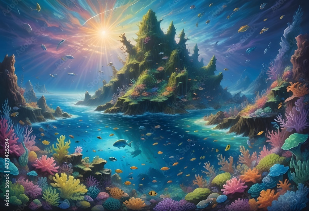 Fototapeta premium colorful coral reef surreal art