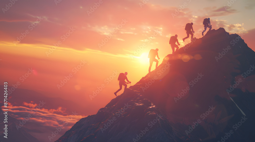 Group of people on peak mountain climbing helping team work , travel trekking success business concept Group of people on peak mountain climbing helping team work , travel trekking success business concept