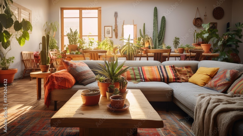Fototapeta premium palette blurred southwest home interior