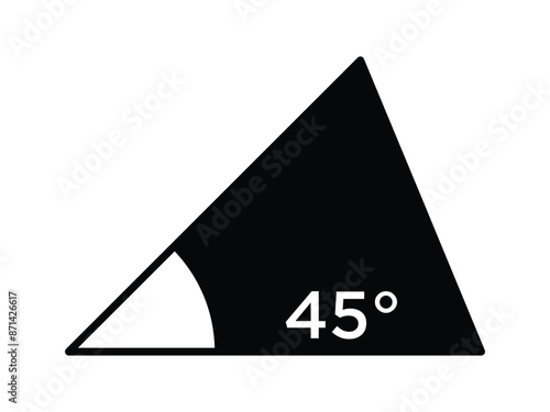 45 degree angle icon in triangle.